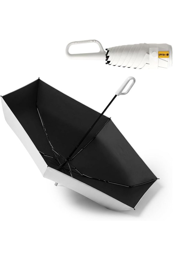 Auto Open & Close Reverse Folding Umbrella, Wind Resistant Reinforced Frame with Ring Buckle, Compact Portable Sun Shade Umbrella with Carabiner Handle