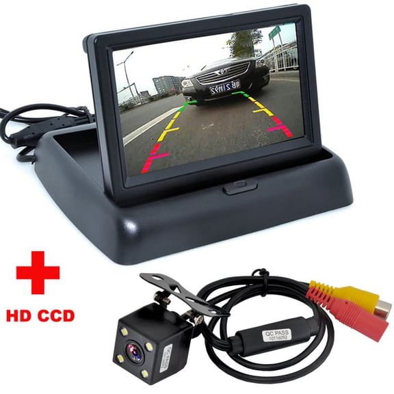 Auto Parking Assistance New 4LED Night Car CCD Rear View Camera With 4.3 inch Color LCD Car Video Foldable Monitor Camera