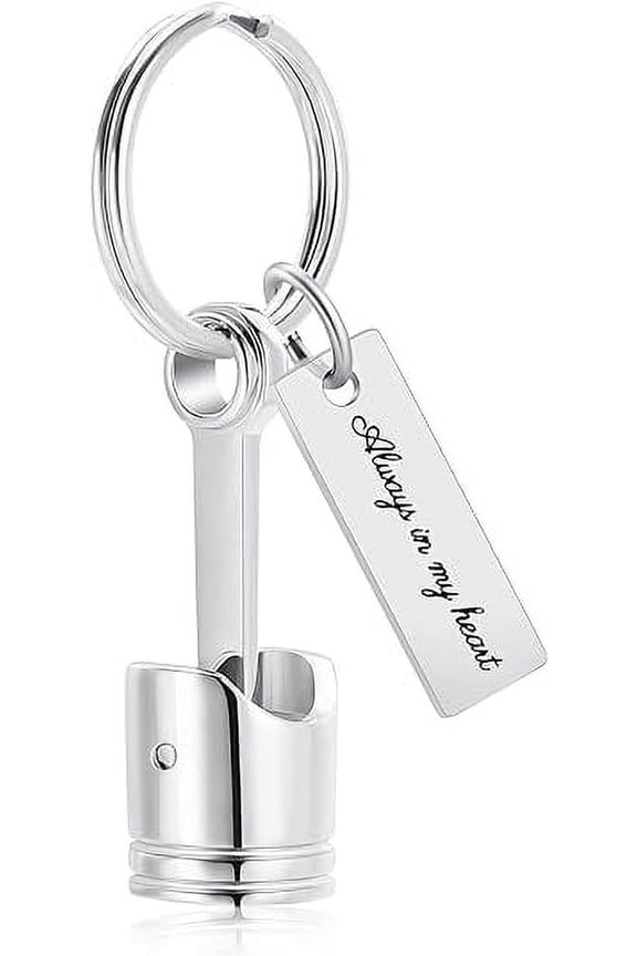 Auto Part Cremation Urn Keychain for Ashes for Men's Motor Piston Ashes Keepsake Memorial Jewelry Urn Keyring