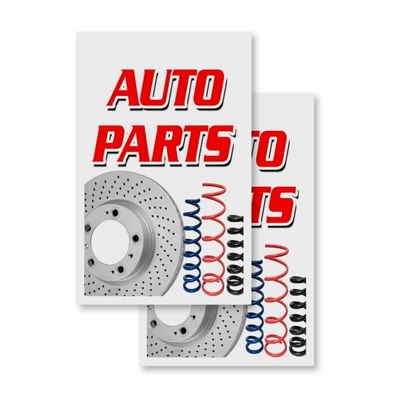 Auto Parts (2-PACK) 24" x 36" Vinyl Decals | Sign Insert Peel & Stick Decals Stickers Window Signs