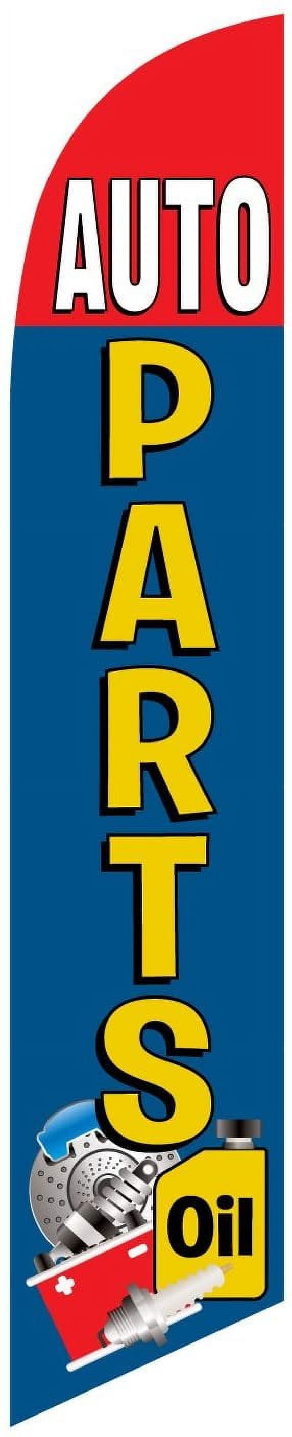Auto Parts Advertising Feather Banner Swooper Flag Sign with Flag Pole Kit and Ground Stake