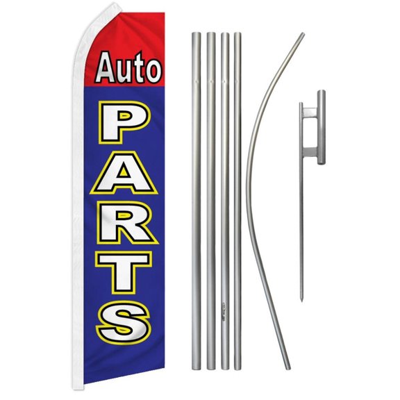 Auto Parts (Red & Blue) Super Flag & Pole Kit