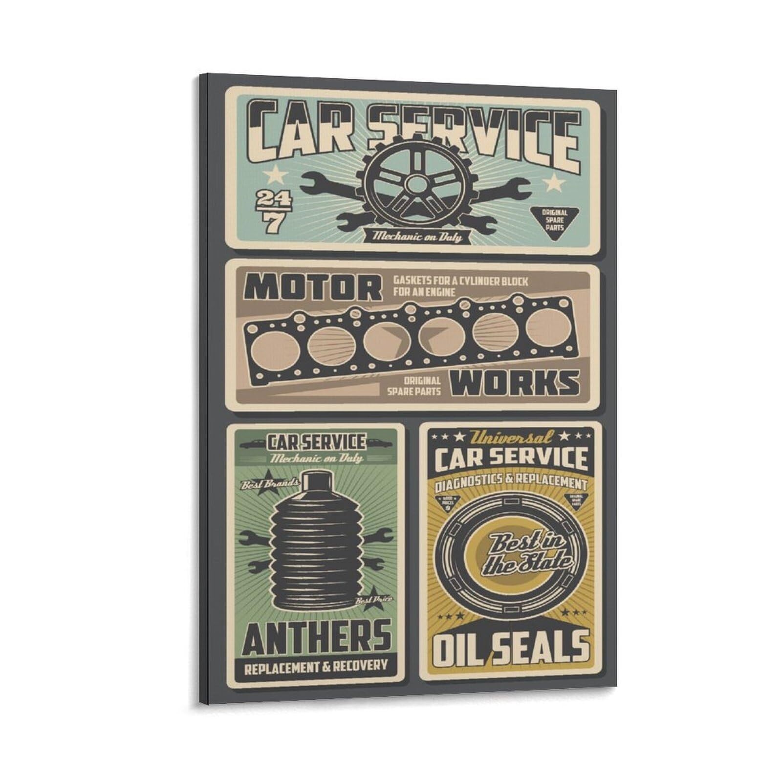 Visual Reference: Auto Parts Retro Minimalist Poster Home Canvas Wall Decoration Art