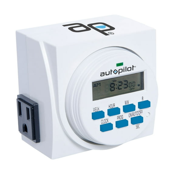 Auto Pilot TM01715D 7 Day 8 Programs Dual Outlet Indoor Digital Programmable Timer