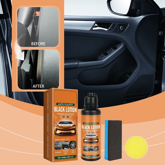 Auto Plastic Restorer Kit, Plastic Care for Car Interior, Auto Plastic Black Lotion, Can Restore The Luster of Faded Plastics and Rubbers 100ml