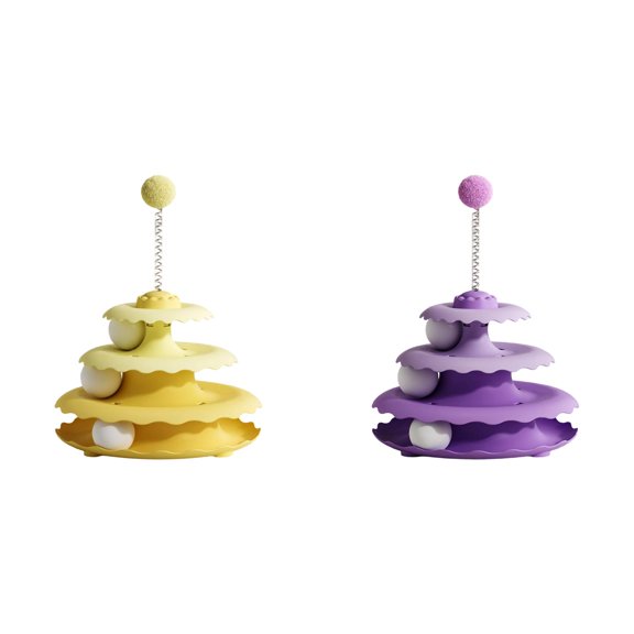 Auto Play Cats Toy Automatic With Bouncing Boredom For Cleaning And Portability Multiple Levels Cats Teaser *2PCS
