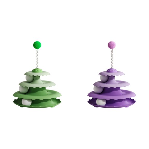 Auto Play Cats Toy Automatic With Bouncing Boredom For Cleaning And Portability Multiple Levels Cats Teaser *2PCS