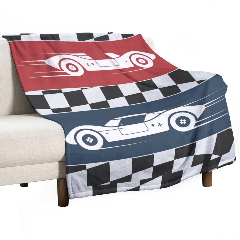 Auto Racing Cars Logo Flag Winner Blanket Plush Fuzzy Throw Blanket