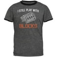 thumbnail image 1 of Auto Racing I Still Play With Blocks Mens Ringer T Shirt Dark Heather-Black 2XL, 1 of 1