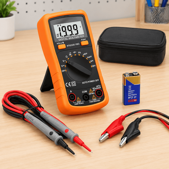 Auto-Ranging Digital Multimeter with Backlit LCD, 2000 Counts