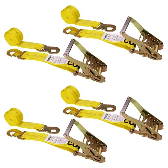 Auto Ratchet Straps with Snap 2 Inch x 12 Foot (4-Pack), 6,000 LBS Break Strength, Versatile Ratchet Straps with Flat Locking , Tie Down Cars, Motorcycles, & Other Vehicles