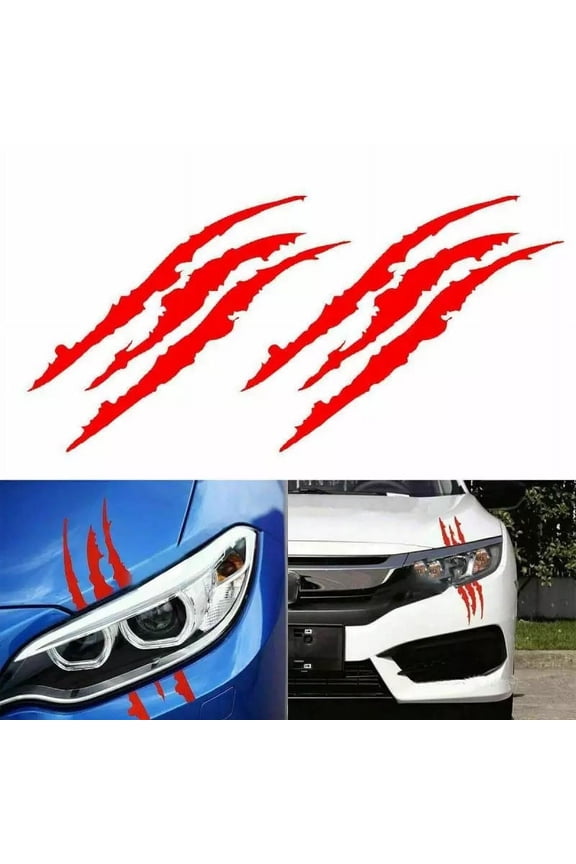 Auto Reflective Monster Claw Decal. Waterproof Automotive Decals & Stickers, Red, 15.75" x 4.7"