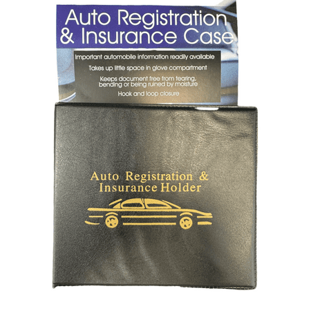 Auto Registration and Insurance Case – Durable Black Wallet with Clear Pockets, Hook and Loop Closure, Compact Design, Perfect for Organizing Car-Related Documents, Black