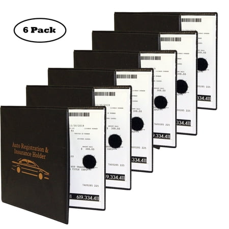Auto Registration Insurance & ID Card Holder – 6 Pack – Perfect for any Car, Truck, Motorcycle, Trailer or Boat - Strong Closure