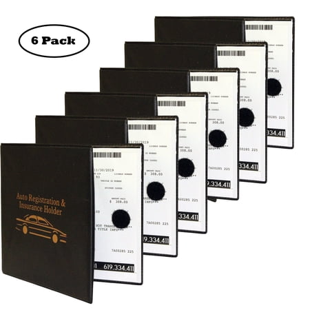 Auto Registration Insurance & ID Card Holder – 6 Pack – Perfect for any Car, Truck, Motorcycle, Trailer or Boat - Strong Velcro Closure