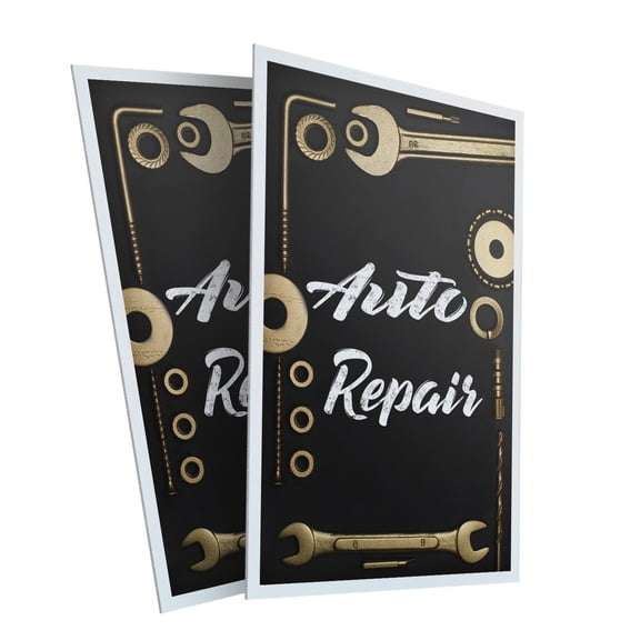 Auto Repair (2-Pack) 24 Inch x 36 Inch Plastic Signs | Sign Insert 4mm Corrugated Plastic Signs Storefront Window Poster | Full-Service Vehicle Maintenance, Diagnostics, Repairs | Made