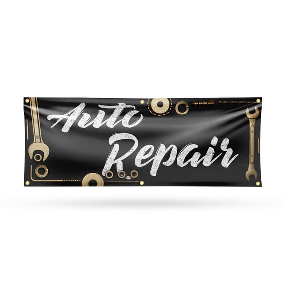Auto Repair Banner Sign 24 Inch x 72 Inch | 13 oz Vinyl with Metal Grommets | Heavy-Duty Single-Sided Outdoor Durable Printed High-Quality Weatherproof | Made in the USA