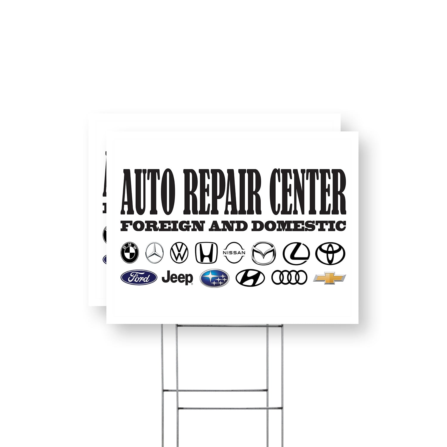 Auto Repair Center Foreign and Domestic Yard Sign 2 Pack of 18 Inch x ...