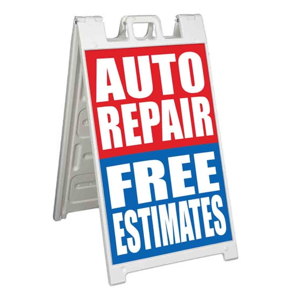 Auto Repair Free Estimate (24" X 36") Standard A-Frame Signicade, Includes Decal Applied To Stand