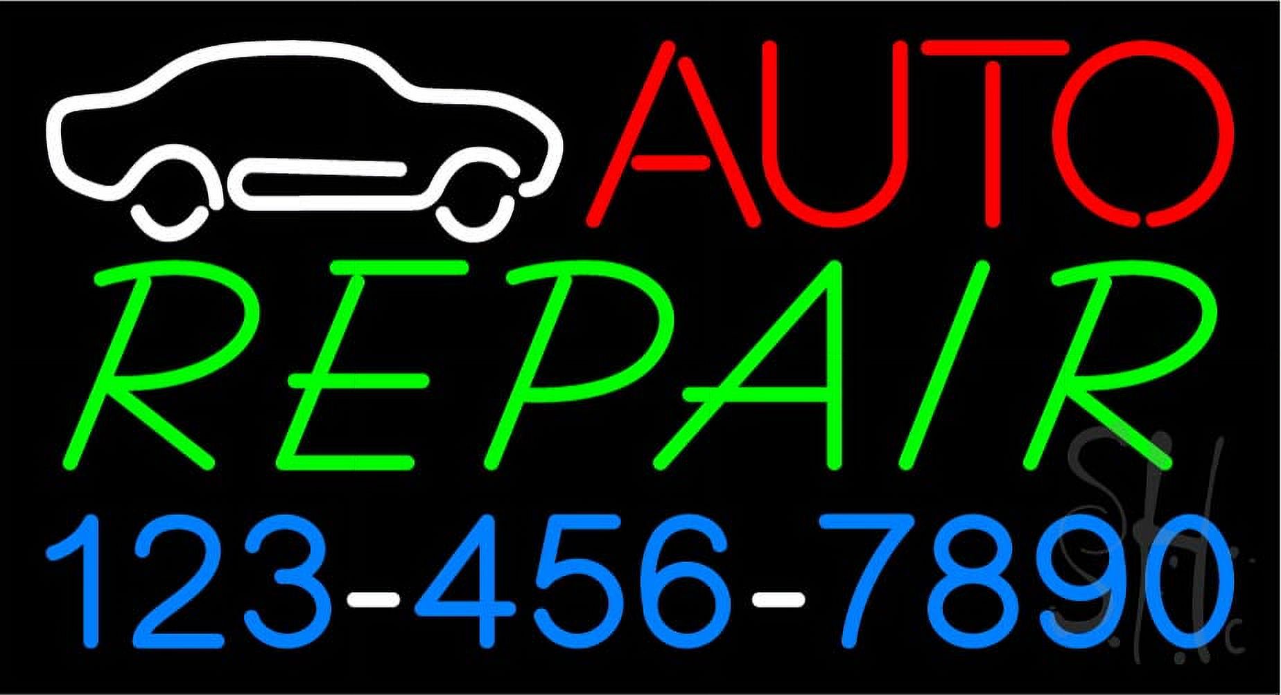 Led Auto Repair Sign Auto Repair with Phone Number LED Neon Sign 20 x 37 - inches, Clear ...