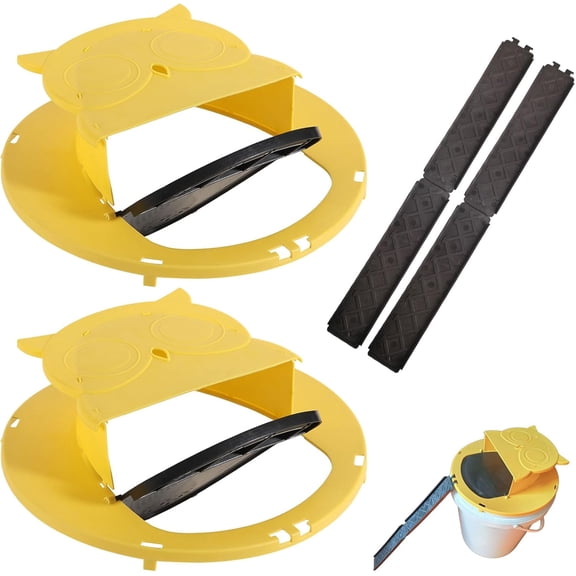 Auto-Reset Multi-Catch Humane Mouse Traps for Indoor and Outdoor Use@, Reusable 5 Gallon Bucket Rat Trap Lid for Mice and Rodent Control, Mouse Trap Bucket Flip Lid (2 Pack)#!