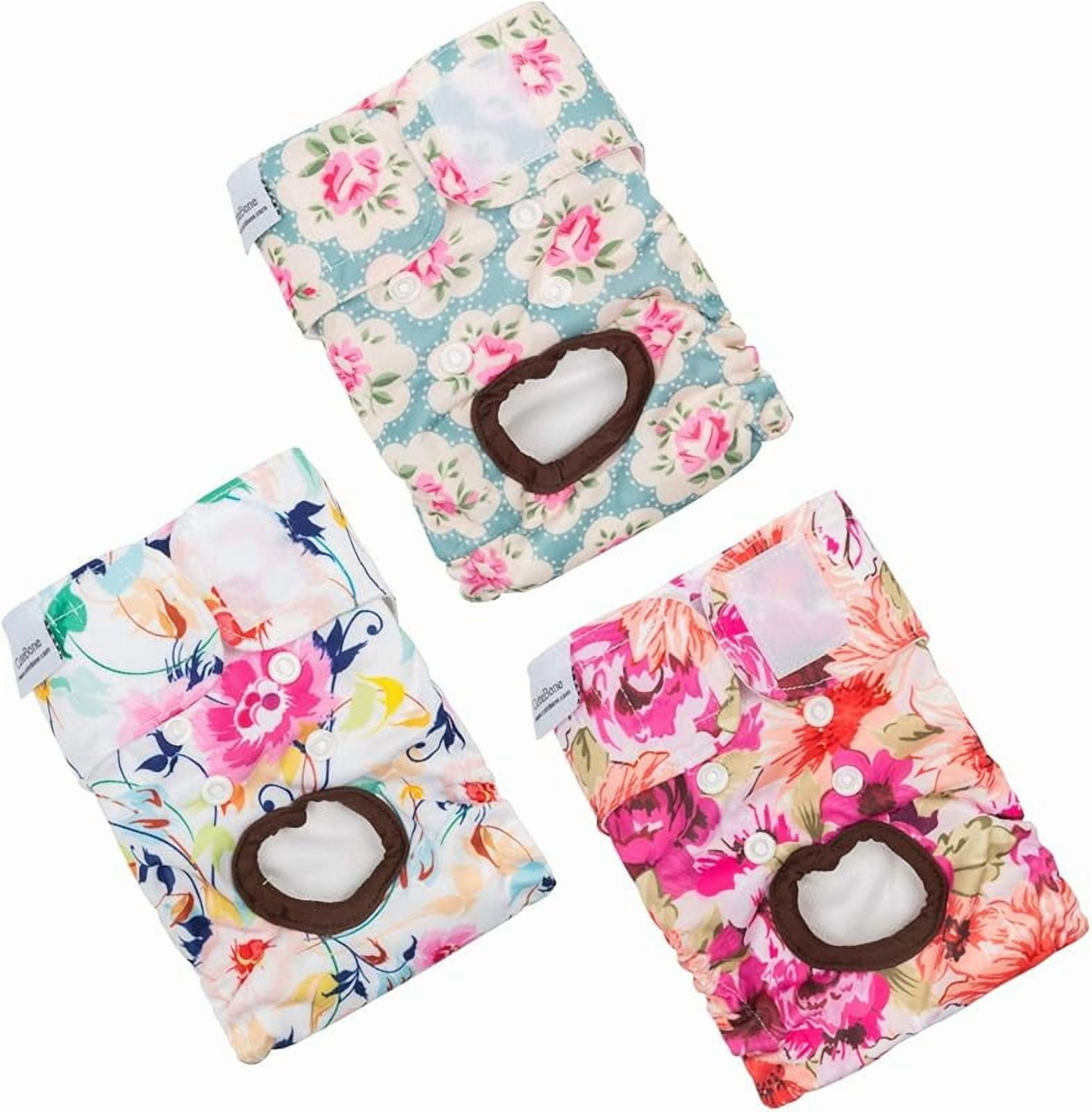 Dog Diapers Female Washable Small Medium Large 3 Pack Reusable Doggie Diapers Puppy Period Pants for Doggy Heat Cycle Peeing D14S