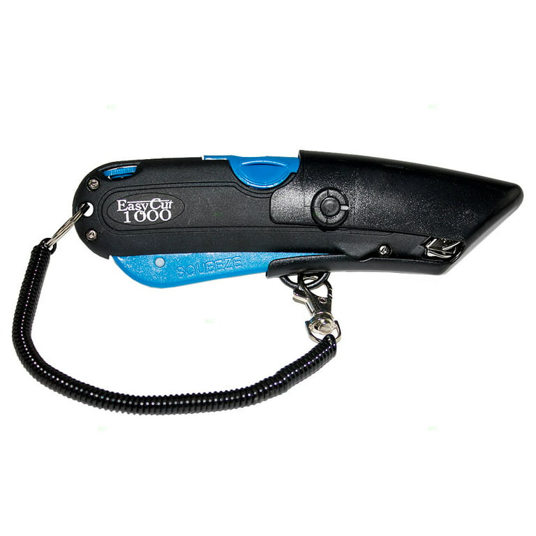 Easycut Self-Retracting Cutter with Safety-Tip Blade and Holster Black/Blue