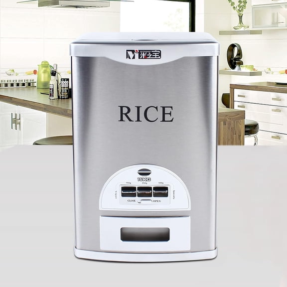Auto Rice Dispenser,Grain Dispenser Storage Box,Large Capacity Stainless Steel Rice Storage Container for Kitchen,Dining Room