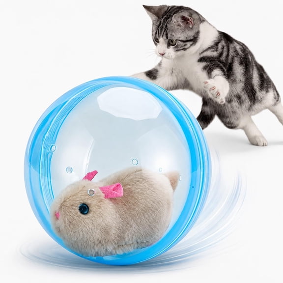 Auto Rolling Ball with Mouse Cat Toy, Interactive 360° Self-Rolling