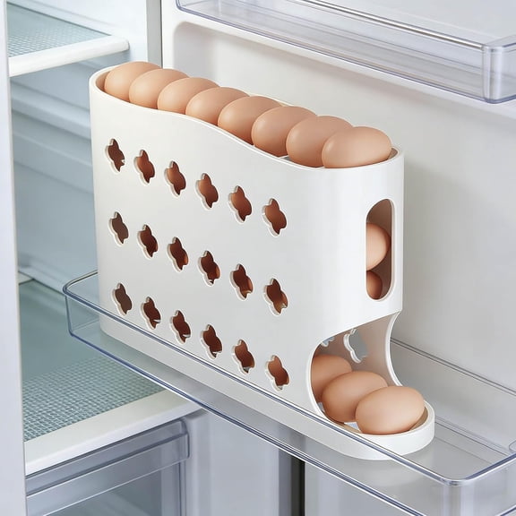 Auto Rolling Egg Dispenser, 30 Eggs, No Assembly for Fridge