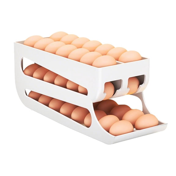 Auto Rolling Egg Holder for Fridge - 60-Egg Capacity 3-Tier Gravity Dispenser | Space-Saving Refrigerator Organizer for Countertop & Door Storage | Sturdy PP Plastic