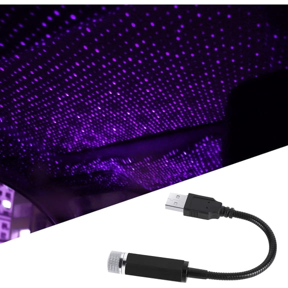 Auto Roof Star Light, Car USB Star Decoration, Purple Led Night Lamp, Adjustable Portable USB Interior Light for Car, Home, Party Celebration