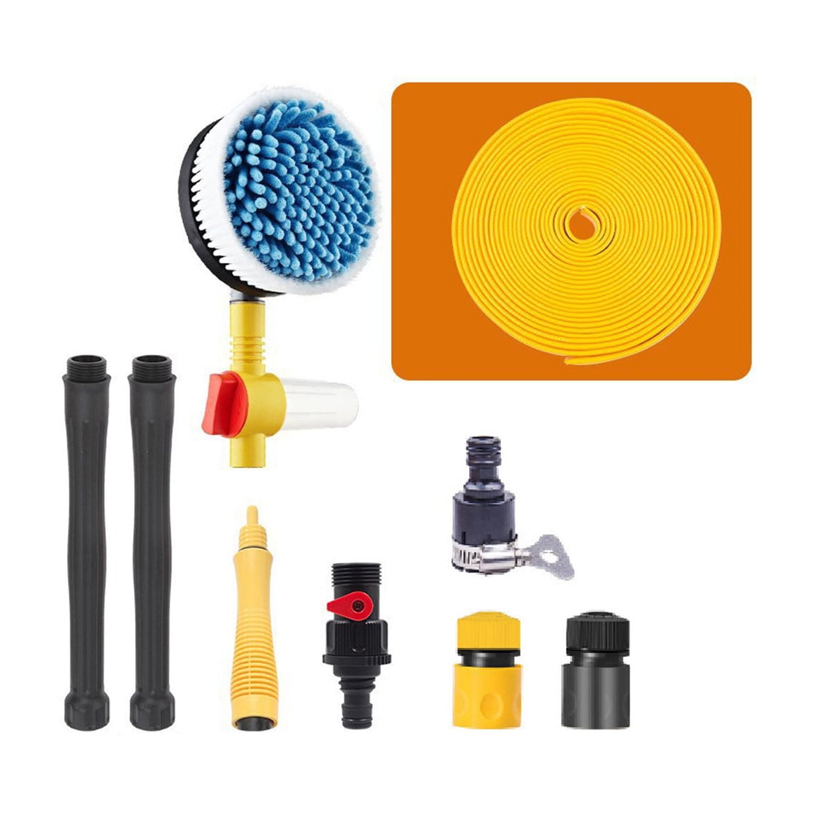 Auto Rotating Retractable Car Wash Brush, 360° Spin Car Mop Automatically Foams Car Wash Kit