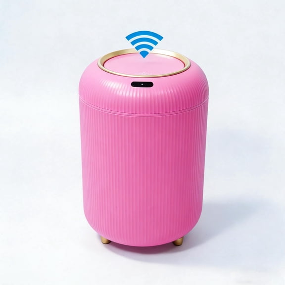 Auto-Seal Touchless Trash Can with Motion Sensor, Pink Modern Bathroom Garbage Can, Automatic Lid Waterproof Waste Bin, Odor Control Compact Trash Can for Bedroom, Office & Home
