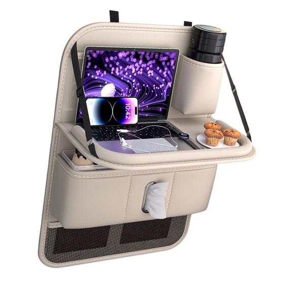 Auto Seatback with Table Tray, Cup Storage, Tissue Access, Lower Mesh Pocket for Tidy Rear Row Areas