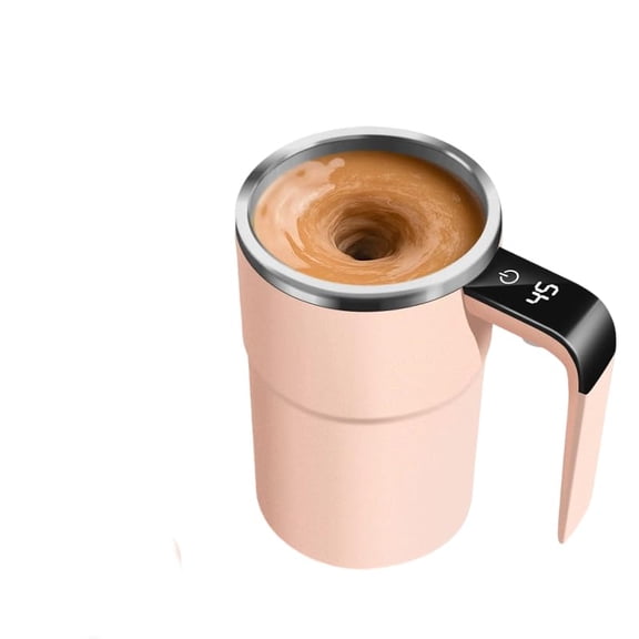Auto Self Stirring Coffee Mug with Temperature Display, USB Rechargeable Magnetic Mixing Cup, Leak-Proof Lid for Travel Office,