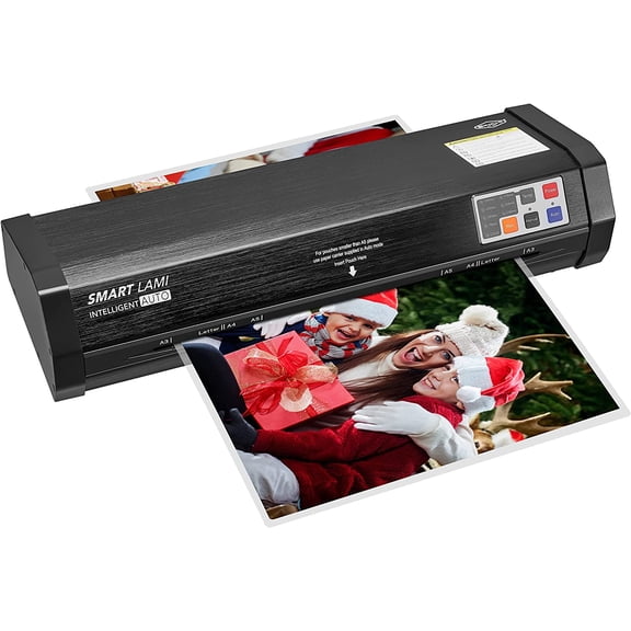 Auto Sense 13" Heavy-Duty Laminator for Bness & School, 310 Mil, 50s Warm-Up, 17s/Sheet, Works with Cardstock & Dark Prints, Never-Jam, Laminates 11x17, Includes 10 Sheets