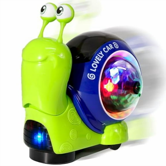 Auto-Sensing Snail Crawling Toy,Dynamic LED Lights Music Interactive Toy for Baby Infant Boy Girl,Funny Birthday Gift for Toddler