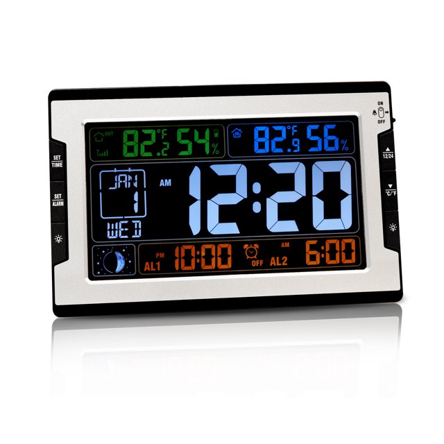 Digital Atomic Clock with Auto Set, Indoor/Outdoor Temp, Humidity