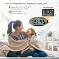 thumbnail image 1 of Auto Set Digital Wall Clock Battery Operated, Desk Clocks with Temperature, Humidity and Date, Large Display Calendar Alarm for Elderly, Bedroom, Office, 8 Time Zone, DST., 1 of 3