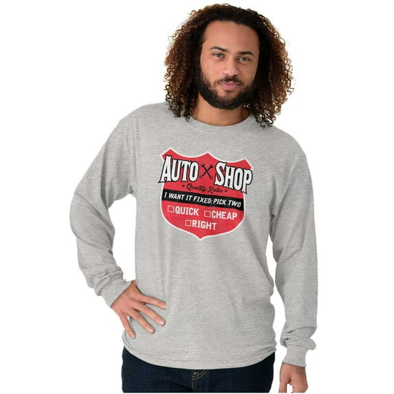 Auto Shop Funny Mechanic Fix It Humor Plus Size Long Sleeve Graphic Tee Shirt Brisco Brands 2X