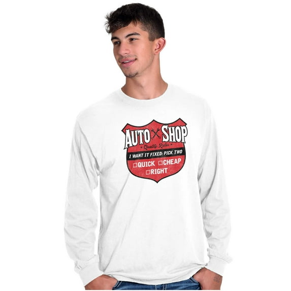 Auto Shop Funny Mechanic Fix It Humor Plus Size Long Sleeve Graphic Tee Shirt Brisco Brands 3X