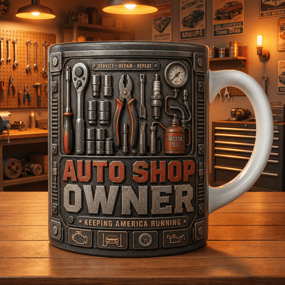 Auto Shop Owner Coffee Mug, Personalized Mechanic Business Gift for Repair Shop