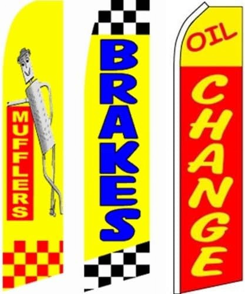 Auto Shop Services Super Flag 3 packMufflersBrakesOil Change