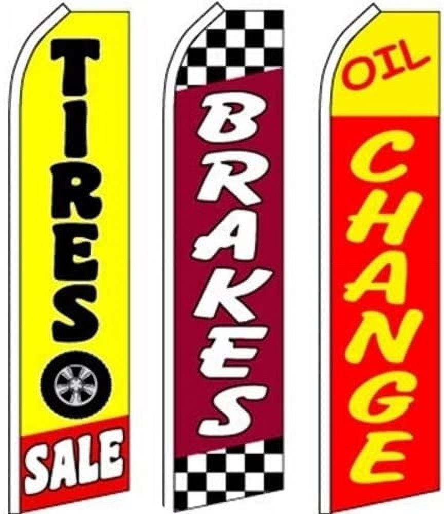 Auto Shop Services Super Flag 3 packTiresBrakesOil Change