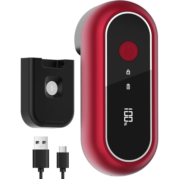 Auto Shut Off Rechargeable Electric Can Openers - LED Battery Display USB Automatic Can Openerfor Kitchen for Seniors with Arthritis - One Touch Side Cut Can Opener Smooth Edge, Red