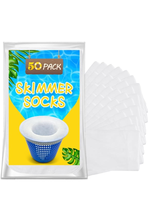 Auto Skims Leaves, Debris, Removable Basket – Above Ground Pool Skimmer with 10-Pack Skimmer Socks, Wall Mount Surface Skimmer for Inflatable & Metal Frame Pools, Works with 800+ GPH Pump