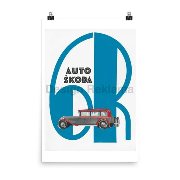 Auto Skoda Advertisement, 1934. Unframed Vintage Travel Poster