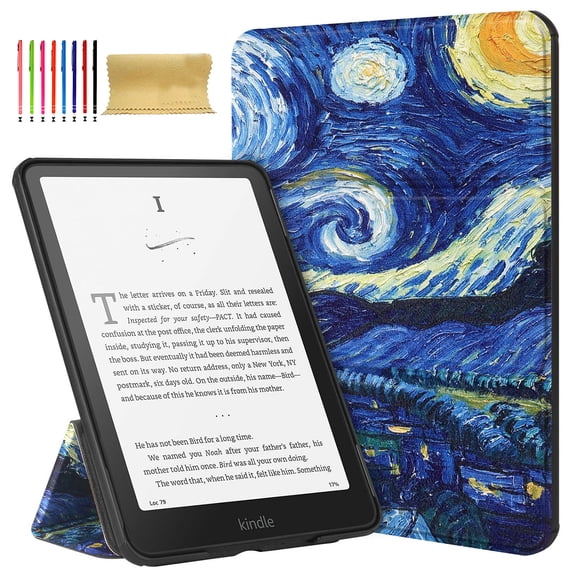 Auto Sleep / Wake PU Leather Folio Flip Case Cover, for Kindle Paperwhite 12th Gen 2024 / Paperwhite Signature Edition 12th Gen 2024 / Colorsoft Signature Edition 1st Gen 2024, Milky Way