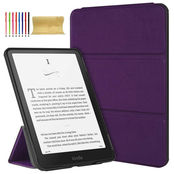 Auto Sleep / Wake PU Leather Folio Flip Case Cover, for Kindle Paperwhite 12th Gen 2024 / Paperwhite Signature Edition 12th Gen 2024 / Colorsoft Signature Edition 1st Gen 2024, Darkpurple